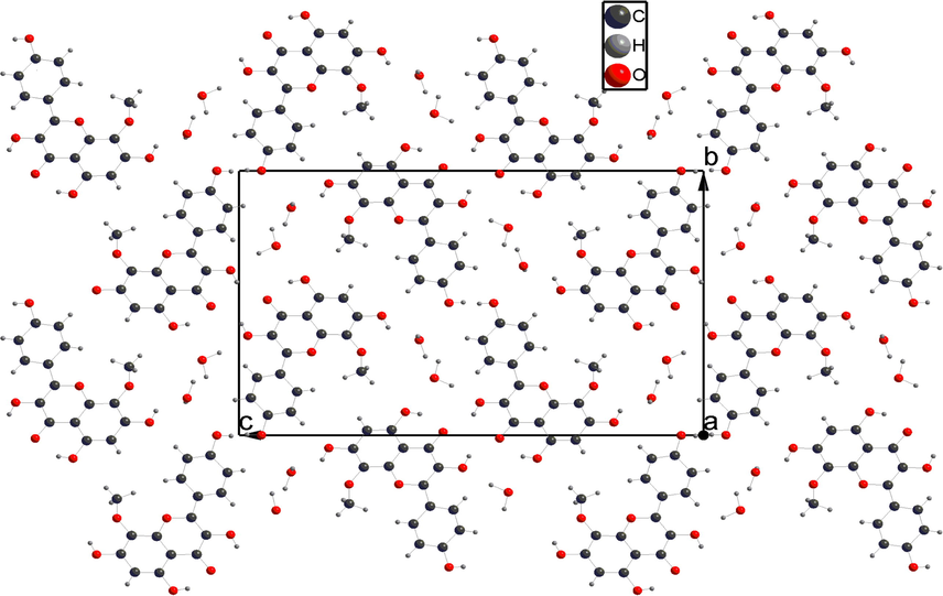 A projection, along [1 0 0], of the crystal structure of flavonoid (2).