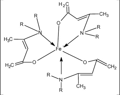 Proposed geometry of the complexes of Fe(II) with HL1, HL2 and HL3, where R = ethyl, n-propyl, cyclohexyl.