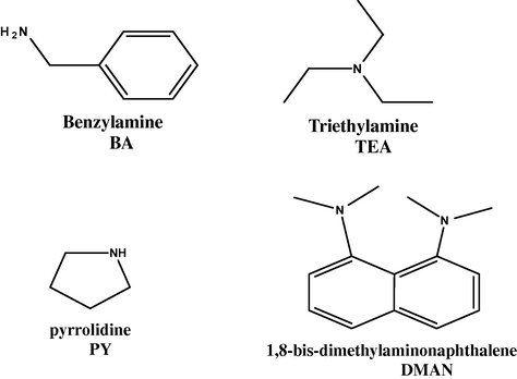 Chemical structures of proton acceptors.
