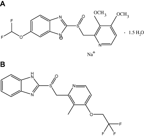 Structure of pantoprazole sodium (A) and internal standard (B).