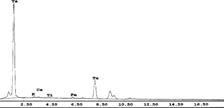 EDAX analysis of Ta product.