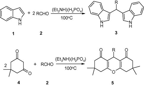 [Et3NH][H2PO4]-catalyzed synthesis of bis(indolyl)methanes and 1,8-dioxo-octahydroxanthenes.