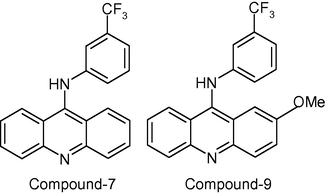 Structure of 9-aminoacridine derivatives which tested against cancer cell lines.