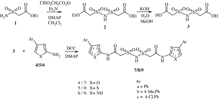 Synthesis of amido sulfonamido methane linked bis heterocycles.