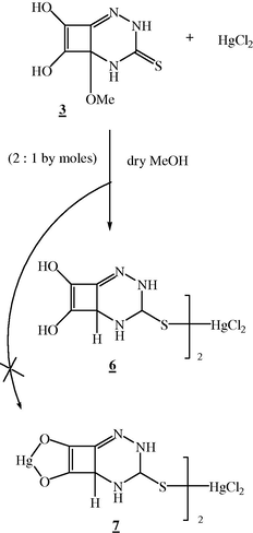 Formation of 6 from 3 with HgCl2.