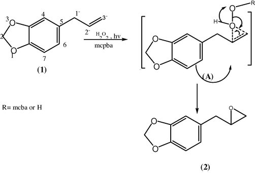Epoxidation of safrole.
