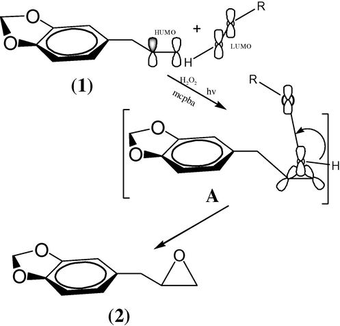Mechanism of epoxidation reaction of safrole.