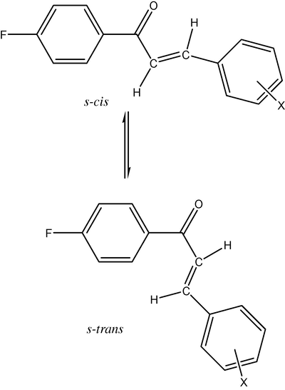 The s-cis and s-trans conformers of substituted styryl 4′-fluorophenyl ketone.