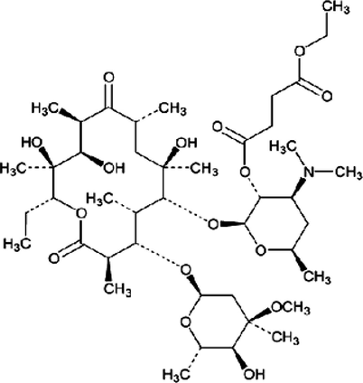 Chemical structure of erythromycin ethylsuccinate.