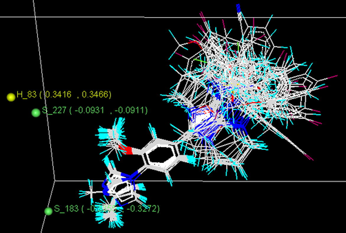SW-kNN–MFA model field plot for hydrophobic and steric field interactions.