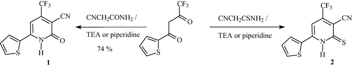 Synthesis of compounds 1 and 2.