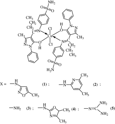 Proposed octahedral structure of complexes.