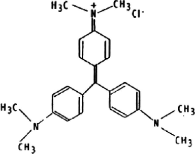 Structure of crystal violet dye.