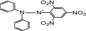 Chemical structure of the 1,1-diphenyl-2-picryl-hydrazyl free radical (DPPH°).
