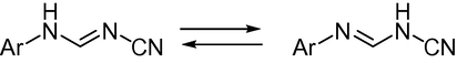 Equilibrium of tautomeric forms.