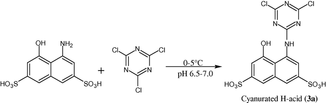 Preparation of cyanurated H-acid (3a).