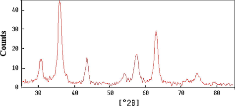 XRD pattern of synthesized Fe3O4 MNPs.