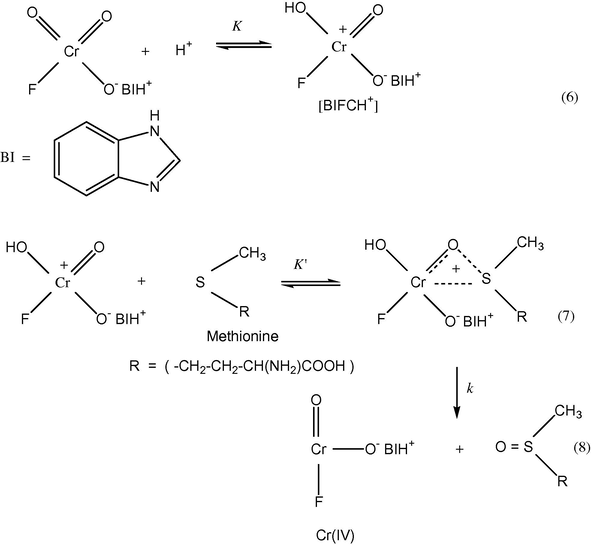 Mechanism of oxidation of methionine by benzimidazolium fluorochromate.