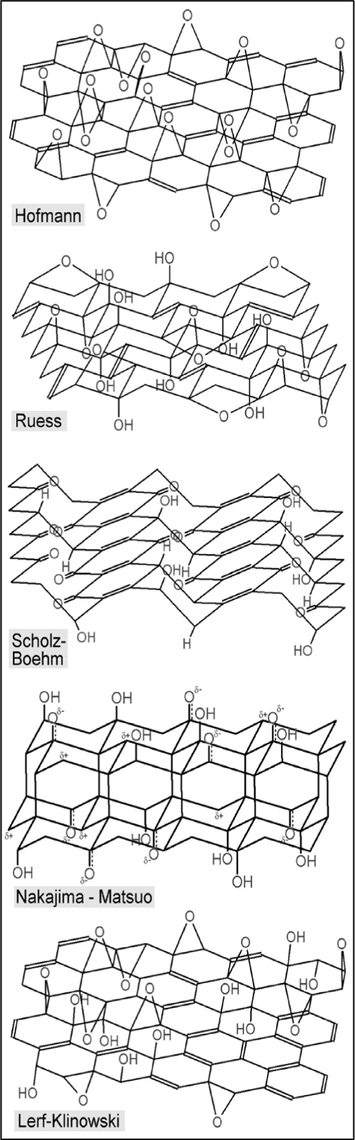 Different structure models of GO [reproduced with permission from Szabó et al. (2006)].
