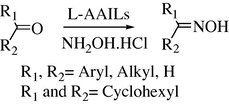 Synthesis of oximes in the presence of l-AAILs.