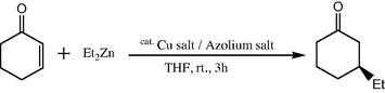 ECA reaction of 6 with Et2Zn catalyzed by Cu salt combined with benzimidazolium salt.