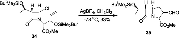 Synthesis of carbapenems using aza-Cope Mannich cyclisation.