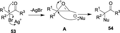 Proposed reaction mechanism for α-fluorocarbonyl compounds.