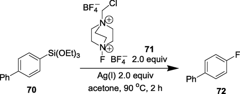 Silver-mediated synthesis of 4-fluoro-biphenyl.