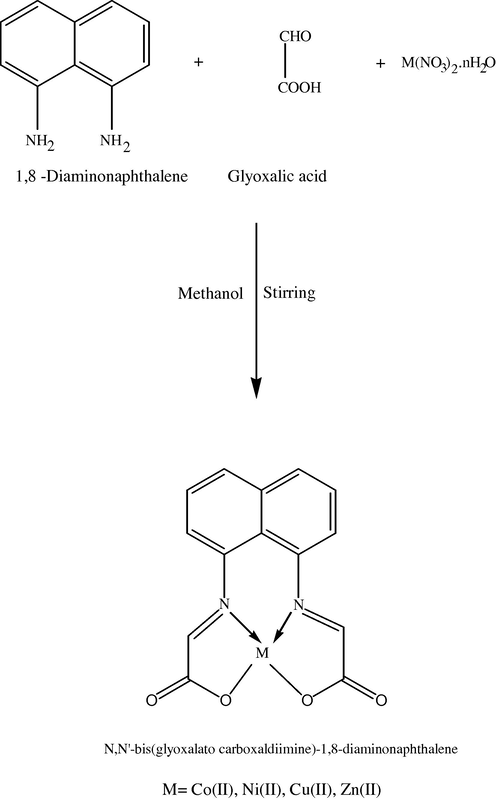Synthesis and proposed structure of Schiff base complexes.