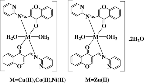 Proposed structures for all metal complexes.