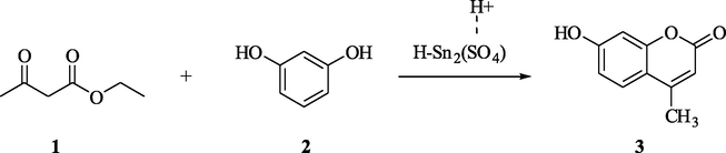 STO-Catalyzed synthesis of 7-hydroxy-4-methyl coumarin.