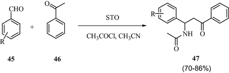 Sulfated tin oxide catalyzed one pot synthesis of β-acetamido ketones.