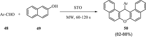 Sulfated tin oxide catalyzed synthesis of aryl-14H-dibenzo(a.j)xanthenes.