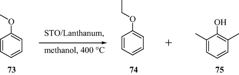 Lanthanum-sulfated SnO2 catalyzed dealkylation of anisole.