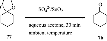 Mesoporous STO-Catalyzed deprotection of dimethyl acetals.