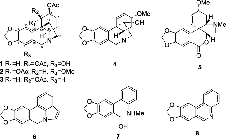 Alkaloids identified from Crinum erubescens.