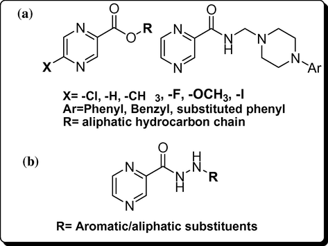 Pyrazine derivatives reported for anti-tubercular activity.
