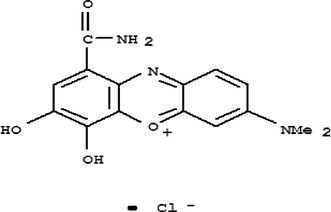 The open molecular structure of Gallamine blue (GB+).