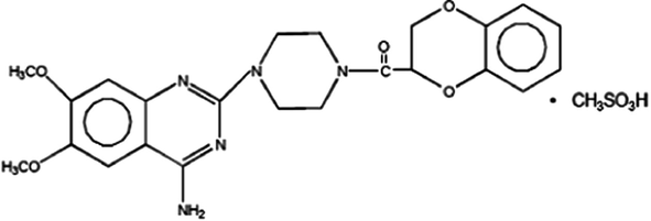 Chemical structure of doxazosin mesilate.