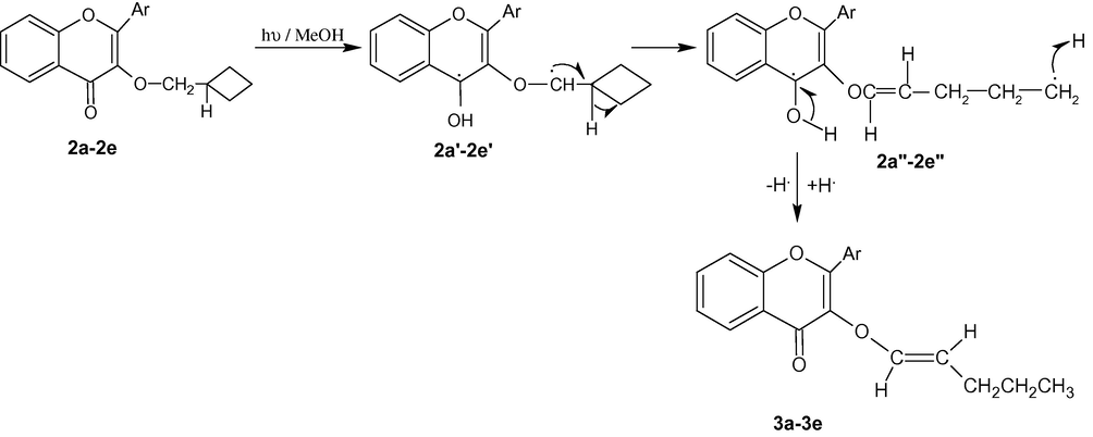 Mechanism showing the phototransformations of 2a–2e.