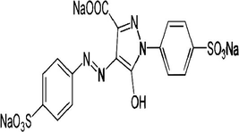 Chemical structure of Tartrazine or Acid Yellow 23.