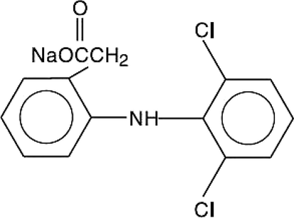 Chemical structure of diclofenac sodium.
