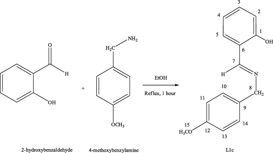 Synthesis of phenolic Schiff base L1c.