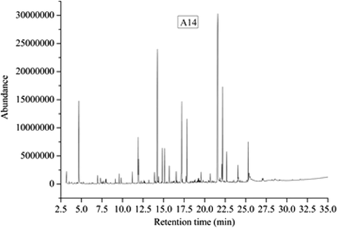 Total ion chromatogram of A14 composites.