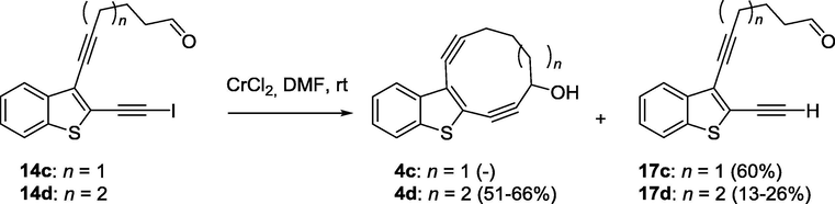 Cr(II)-promoted reaction of compounds 14c,d.