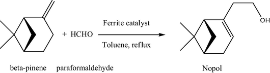 Prins condensation reaction of β-pinene and paraformaldehyde.