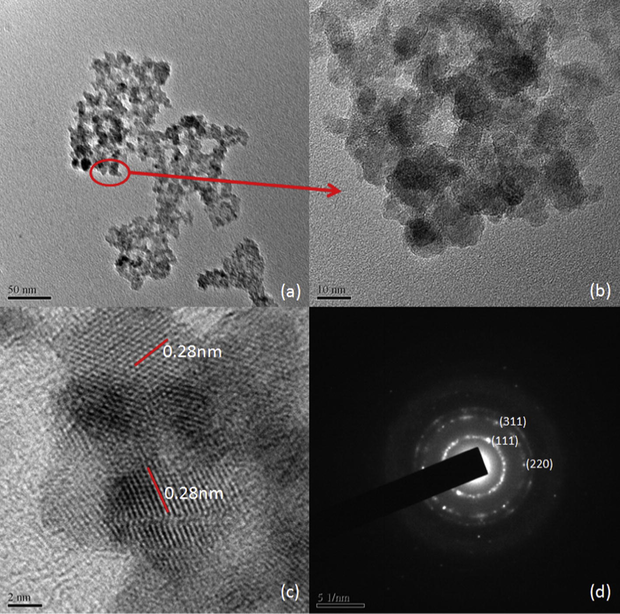 TEM, HRTEM and SAD images of H2 sample.