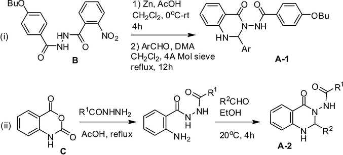 Previous synthesis of (i) compound A-1 and (ii) compound A-2 based on framework A.
