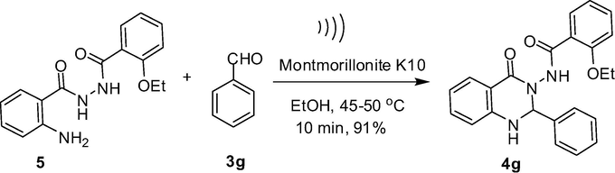The reaction of compound 5 with aldehyde 3g.