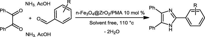 Synthesis of 2, 4, 5-trisubstituted imidazoles in the optimum condition.